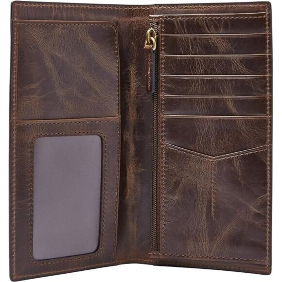 Fossil Men's Derrick Leather Executive Checkbook Wallet for Men - Picture 2 of 5